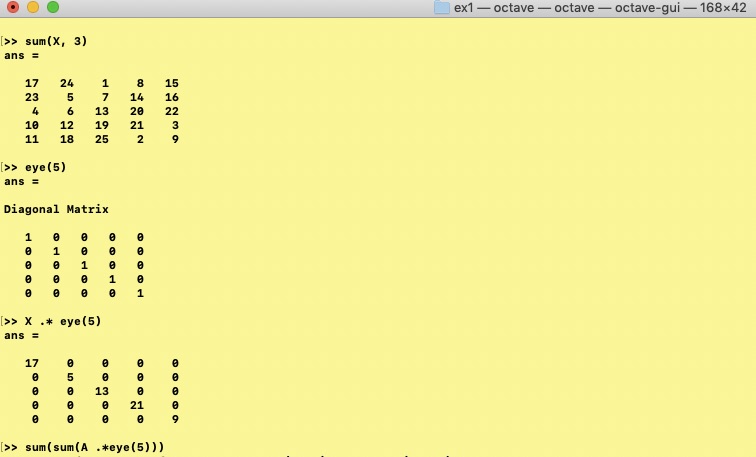 Example of Octave which is used for solving machine learning problems.